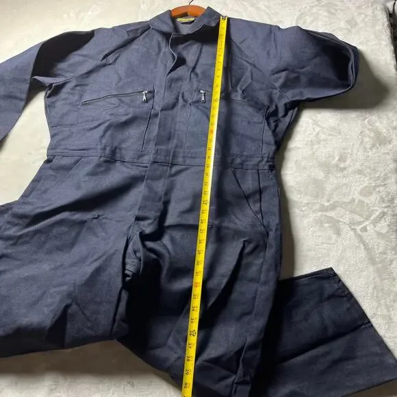 VTG Sears Toughskins Coveralls Men's 42S Blue Denim Deadstock Mechanic Workwear